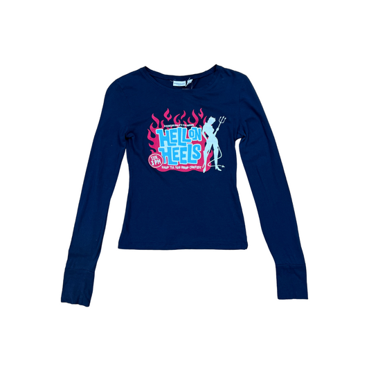 Y2K "Hell on Heels" Navy Long Sleeve - XS/S