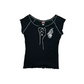 Y2K Harley Davidson Dragon Ribbed Tie-Up Tee - L/XL