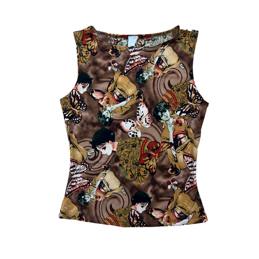 Y2K Anime Lover BB Tonal Butterfly Tank - M