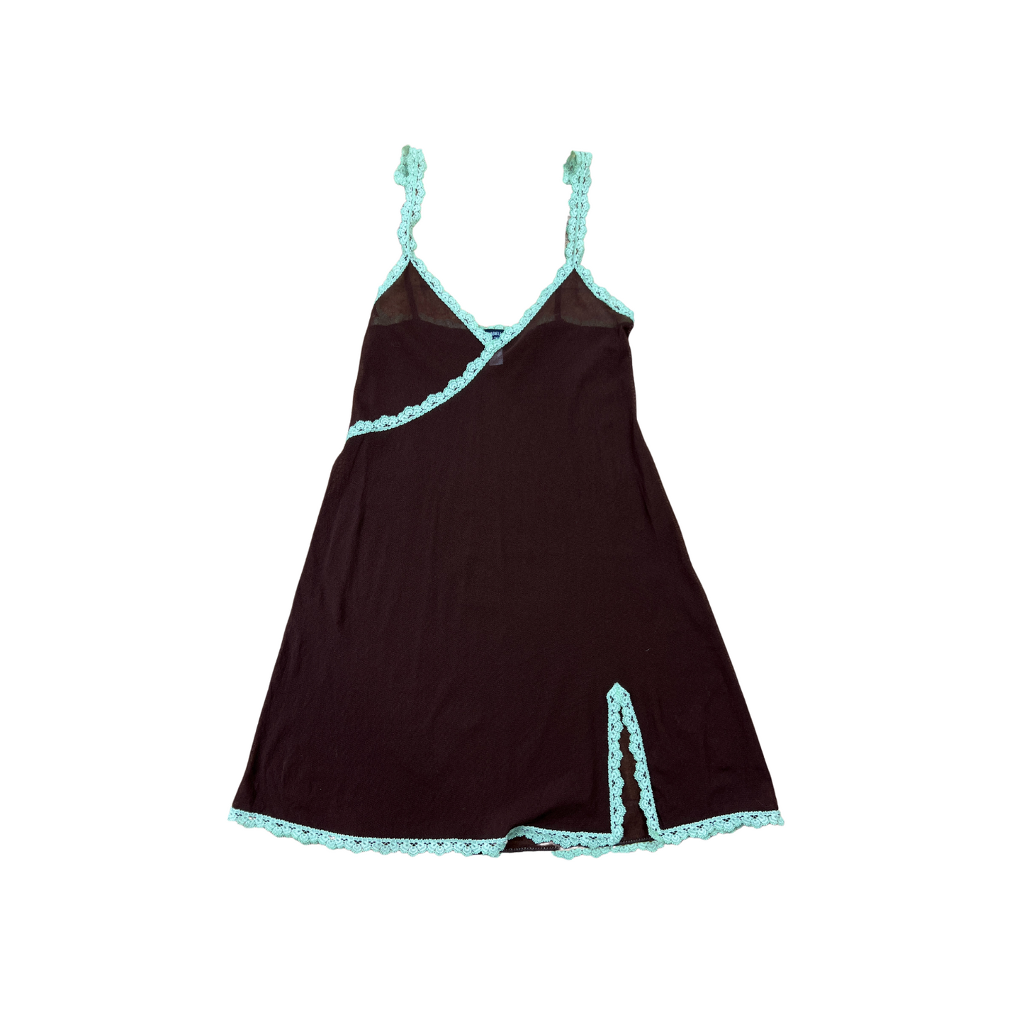 Y2K Cosabella Cocoa & Lime Contrast Mesh Slip - M