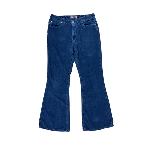 Y2K Mid Rise Navy Micro Cord Flares - S/M