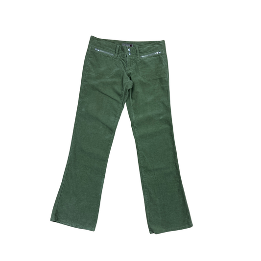 Y2K Low Rise Moss Micro Cord Flares - S