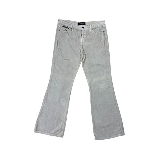 Y2K Mid Rise Tan Micro Cord Flares- L