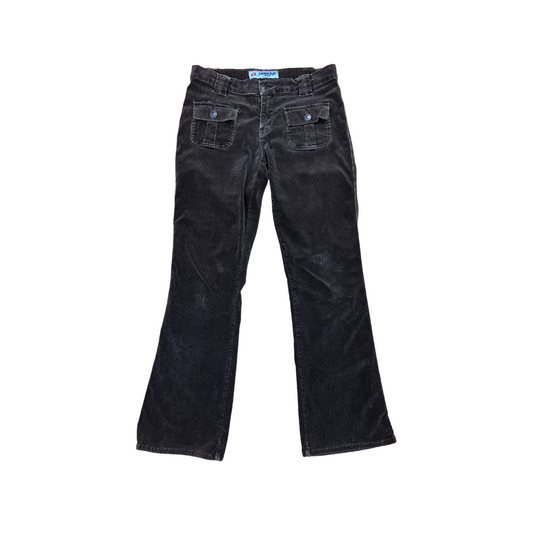 Y2K Low Rise Brown Micro Cord Flares w BB pockets - S