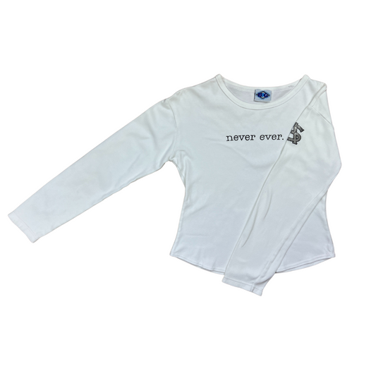 Y2K "Never Ever" White Long Sleeve Tee - S