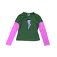 Y2K Betty Boop Olive n Pink Layered Long Sleeve - S/M