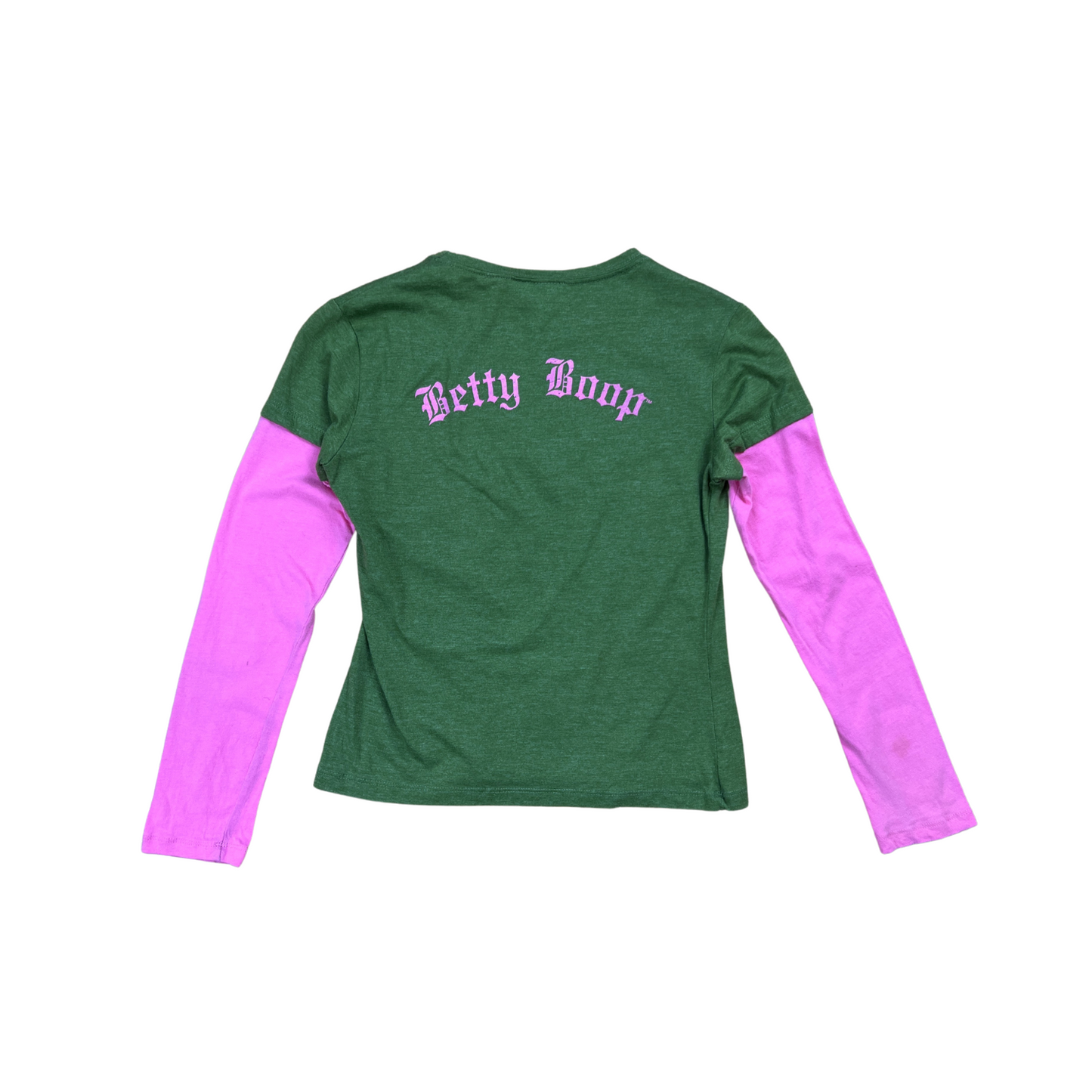 Y2K Betty Boop Olive n Pink Layered Long Sleeve - S/M