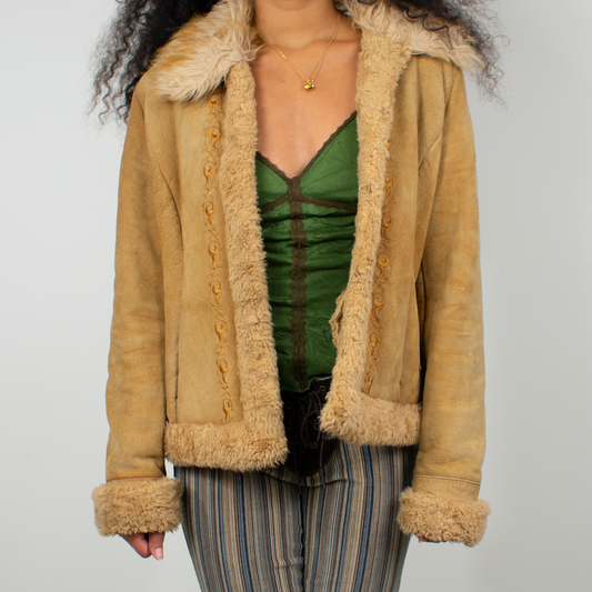 Y2K Guess Desert Leather Mini Penny w/ Full Faux Fur Lining - M